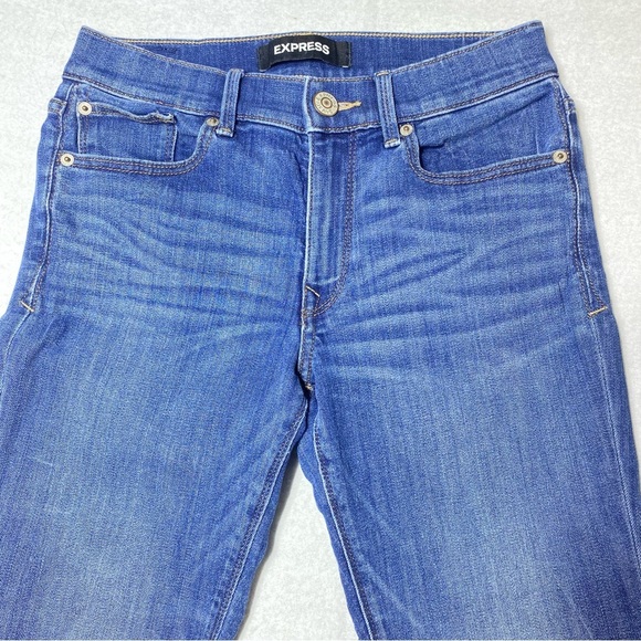 EXPRESS Jeans Women’s 4S Blue Skinny Leg Mid Rise Stretch Y2K Chic Casual Denim - Picture 3 of 15